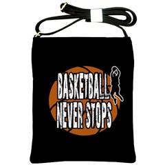 Basketball Never Stops Shoulder Sling Bags by Valentinaart