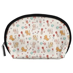 Kittens And Birds And Floral  Patterns Accessory Pouches (large) 