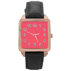 Decorative Lines Pattern Rose Gold Leather Watch  by Valentinaart