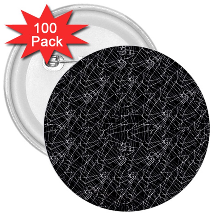 Linear Abstract Black And White 3  Buttons (100 pack) 