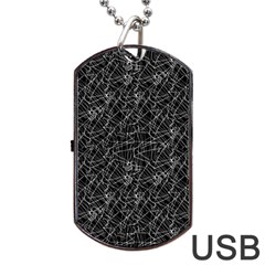 Linear Abstract Black And White Dog Tag Usb Flash (two Sides) by dflcprints