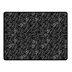 Linear Abstract Black And White Double Sided Fleece Blanket (small)  by dflcprints