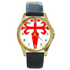 Cross of Saint James  Round Gold Metal Watch