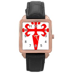 Cross of Saint James  Rose Gold Leather Watch 