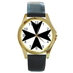 Maltese Cross Round Gold Metal Watch by abbeyz71