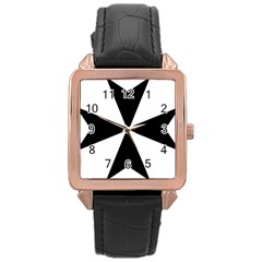 Maltese Cross Rose Gold Leather Watch  by abbeyz71