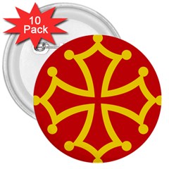 Flag Of Occitania 3  Buttons (10 Pack)  by abbeyz71