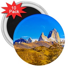 Snowy Andes Mountains, El Chalten, Argentina 3  Magnets (10 Pack)  by dflcprints