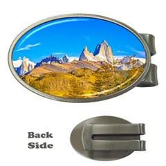 Snowy Andes Mountains, El Chalten, Argentina Money Clips (oval)  by dflcprints