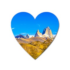 Snowy Andes Mountains, El Chalten, Argentina Heart Magnet by dflcprints