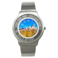 Snowy Andes Mountains, El Chalten, Argentina Stainless Steel Watch by dflcprints