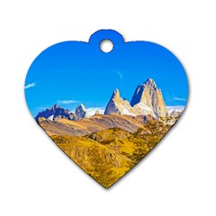 Snowy Andes Mountains, El Chalten, Argentina Dog Tag Heart (two Sides) by dflcprints