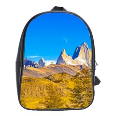 Snowy Andes Mountains, El Chalten, Argentina School Bags(large)  by dflcprints