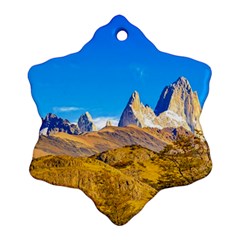 Snowy Andes Mountains, El Chalten, Argentina Snowflake Ornament (two Sides) by dflcprints