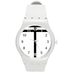 Papal Cross  Round Plastic Sport Watch (m) by abbeyz71