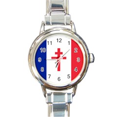 Flag Of Free France (1940-1944) Round Italian Charm Watch by abbeyz71