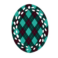 Plaid Pattern Oval Filigree Ornament (two Sides) by Valentinaart