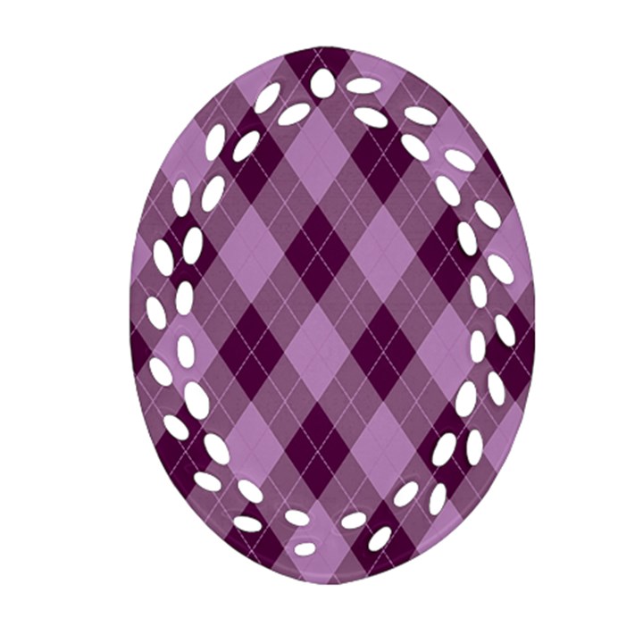 Plaid pattern Oval Filigree Ornament (Two Sides)