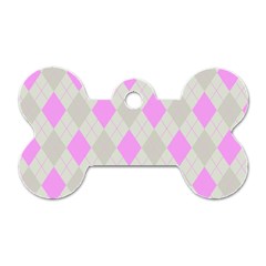 Plaid Pattern Dog Tag Bone (two Sides) by Valentinaart