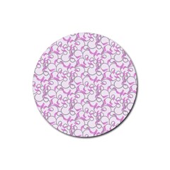 Plaid Pattern Rubber Coaster (round)  by Valentinaart