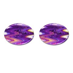 Purple And Yellow Zig Zag Cufflinks (Oval)