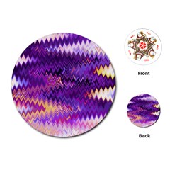 Purple And Yellow Zig Zag Playing Cards (Round) 