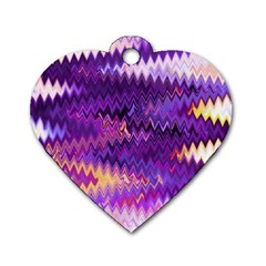Purple And Yellow Zig Zag Dog Tag Heart (Two Sides)