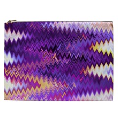 Purple And Yellow Zig Zag Cosmetic Bag (XXL) 