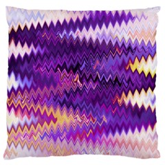 Purple And Yellow Zig Zag Large Flano Cushion Case (One Side)