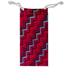 Red Turquoise Black Zig Zag Background Jewelry Bag