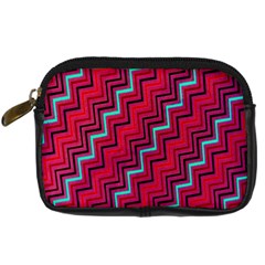 Red Turquoise Black Zig Zag Background Digital Camera Cases