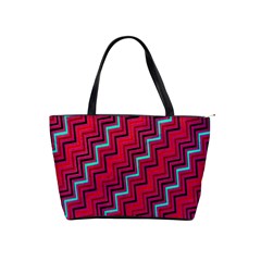 Red Turquoise Black Zig Zag Background Shoulder Handbags