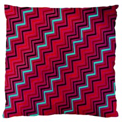 Red Turquoise Black Zig Zag Background Large Cushion Case (Two Sides)