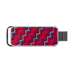 Red Turquoise Black Zig Zag Background Portable USB Flash (One Side)