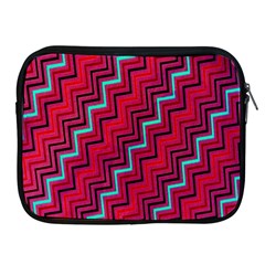 Red Turquoise Black Zig Zag Background Apple iPad 2/3/4 Zipper Cases