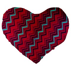 Red Turquoise Black Zig Zag Background Large 19  Premium Flano Heart Shape Cushions