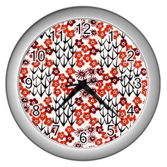 Simple Japanese Patterns Wall Clocks (Silver) 