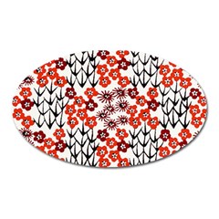 Simple Japanese Patterns Oval Magnet