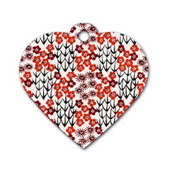 Simple Japanese Patterns Dog Tag Heart (Two Sides)