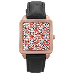 Simple Japanese Patterns Rose Gold Leather Watch 