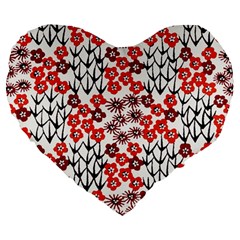 Simple Japanese Patterns Large 19  Premium Flano Heart Shape Cushions