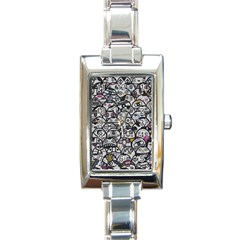 Alien Crowd Pattern Rectangle Italian Charm Watch