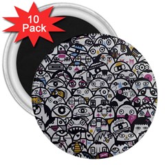 Alien Crowd Pattern 3  Magnets (10 pack) 