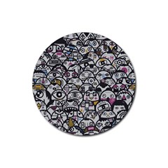 Alien Crowd Pattern Rubber Round Coaster (4 pack) 