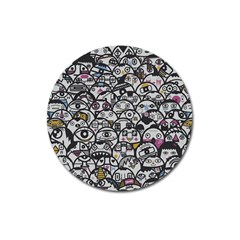 Alien Crowd Pattern Magnet 3  (Round)