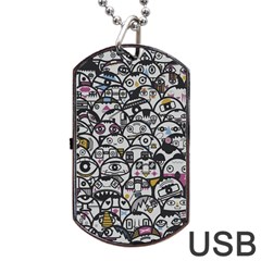 Alien Crowd Pattern Dog Tag USB Flash (Two Sides)