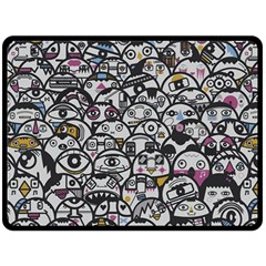 Alien Crowd Pattern Double Sided Fleece Blanket (Large) 