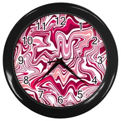 Pink Marble Pattern Wall Clocks (Black)