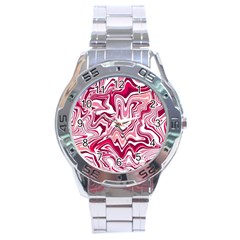 Pink Marble Pattern Stainless Steel Analogue Watch