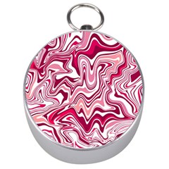 Pink Marble Pattern Silver Compasses